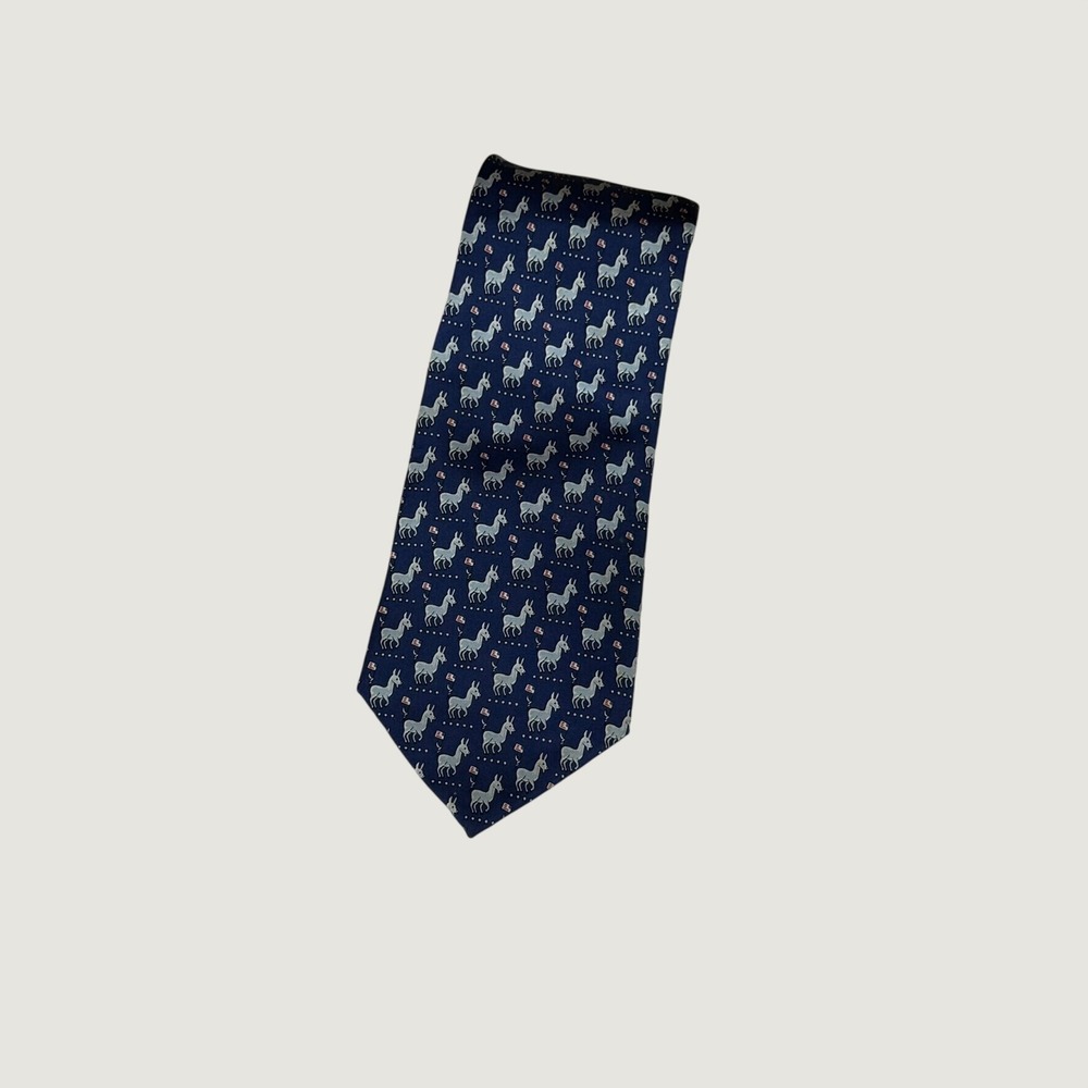 Sero New England Classics Mens Navy Blue Silk Democratic Donkey Political Tie